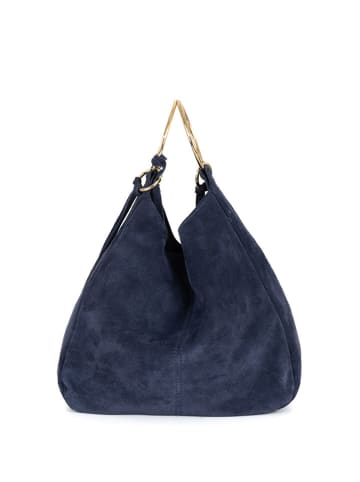 Mia Tomazzi Skórzana torebka "Tarabella" w kolorze granatowym - 34 x 30 x 11 cm