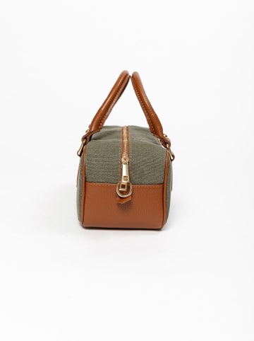 Lia Biassoni Leder-Henkeltasche "Folgorida" in Oliv/ Camel - (B)27 x (H)12 x (T)12 cm