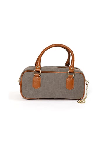 Lia Biassoni Leder-Henkeltasche "Folgorida" in Grau/ Camel - (B)27 x (H)12 x (T)12 cm