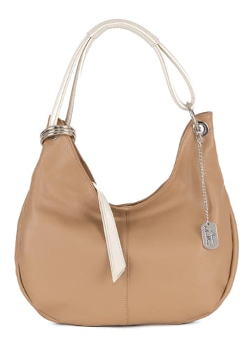 Anna Morellini Leren schoudertas "Alba" beige - (B)38 x (H)34 x (D)10 cm