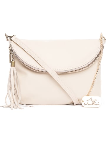 Anna Morellini Leder-Umhängetasche in Beige - (B)22 x (H)18 x (T)2 cm
