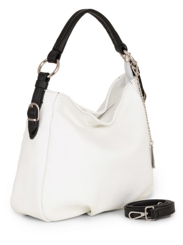 Anna Morellini Leder-Schultertasche "Noemi1" in Weiß - (B)30,5 x (H)26 x (T)9 cm