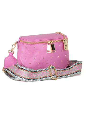 Anna Morellini Leder-Umhängetasche "Domenica" in Pink - (B)19 x (H)15 x (T)8 cm