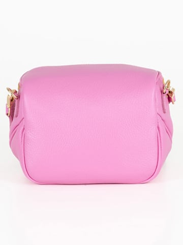 Anna Morellini Skórzana torebka "Domenica" w kolorze różowym - 19 x 15 x 8 cm