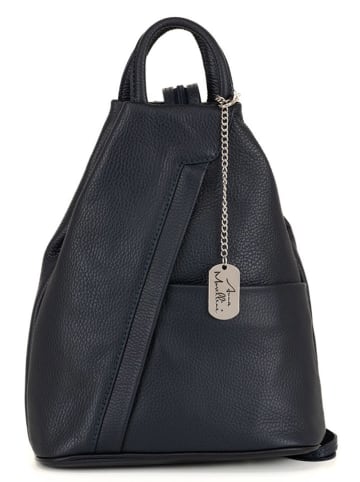 Anna Morellini Leder-Rucksack "Renata" in Dunkelblau- (B)24,5 x (H)30 x (T)7 cm