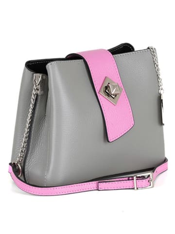 Anna Morellini Leren schoudertas "Elianna" grijs - (B)22 x (H)19 x (D)10 cm