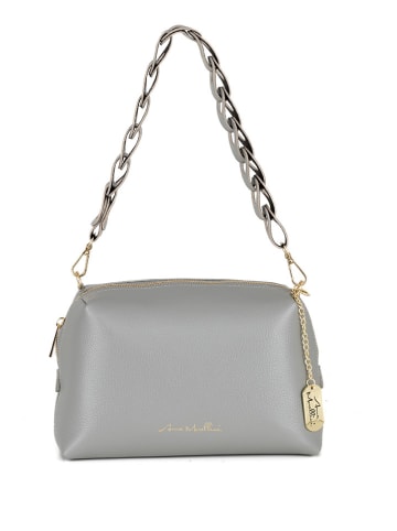 Anna Morellini Leder-Schultertasche "Gessica" in Grau - (B)27 x (H)20 x (T)12 cm