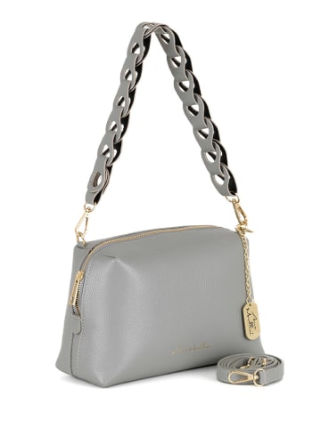 Anna Morellini Leder-Schultertasche "Gessica" in Grau - (B)27 x (H)20 x (T)12 cm