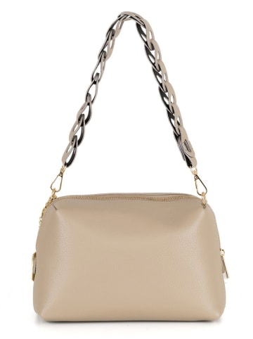 Anna Morellini Leder-Schultertasche "Gessica" in Beige - (B)27 x (H)20 x (T)12 cm