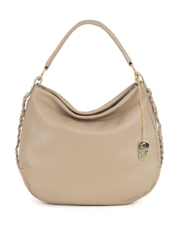 Anna Morellini Leder-Henkeltasche "Sylvana" in Beige - (B)33 x (H)30 x (T)11 cm