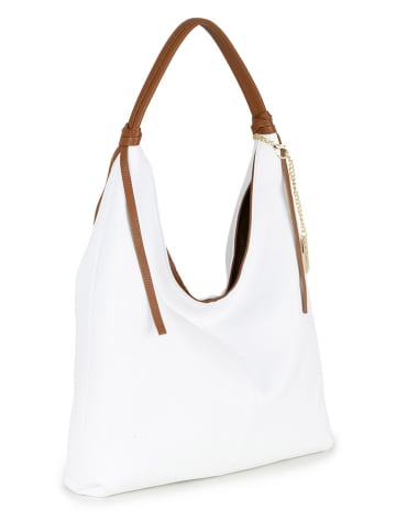 Anna Morellini Skórzana torebka "Samuela" w kolorze białym - 38 x 30 x 10 cm