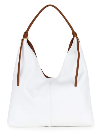 Anna Morellini Leren schoudertas "Samuela" wit - (B)38 x (H)30 x (D)10 cm