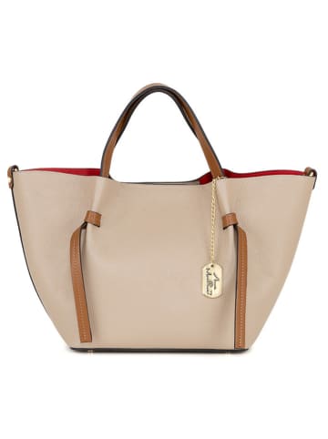 Anna Morellini Leder-Henkeltasche "Pietrina" in Beige - (B)26 x (H)25 x (T)15 cm