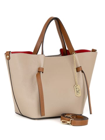 Anna Morellini Leder-Henkeltasche "Pietrina" in Beige - (B)26 x (H)25 x (T)15 cm