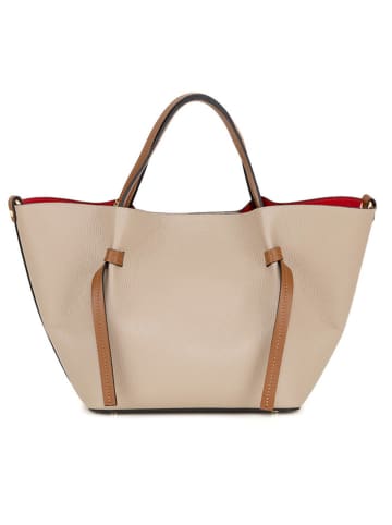 Anna Morellini Skórzana torebka "Pietrina" w kolorze beżowym - 26 x 25 x 15 cm