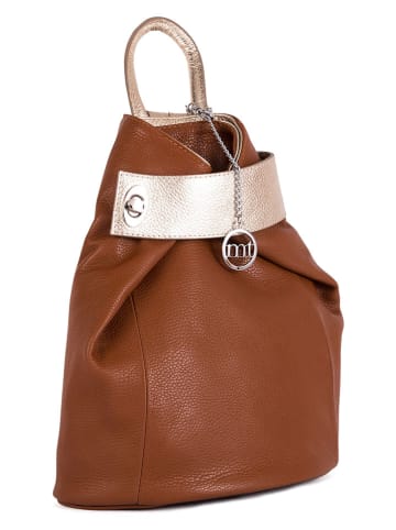 Mia Tomazzi Leder-Rucksack in Hellbraun - (B)28 x (H)35 x (T)13 cm