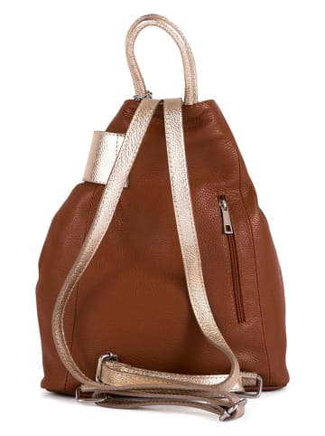 Mia Tomazzi Leren rugzak lichtbruin - (B)28 x (H)35 x (D)13 cm