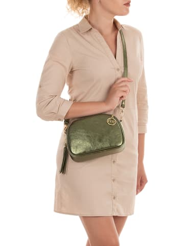 Mia Tomazzi Leder-Umhängetasche "Gradisca" in Oliv - (B)22,5 x (H)16 x (T)7 cm