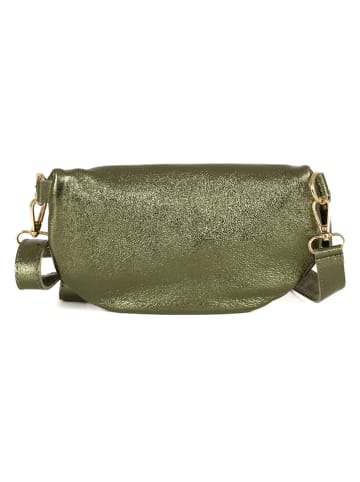 Mia Tomazzi Skórzana torebka w kolorze khaki - 23 x 13 x 2 cm