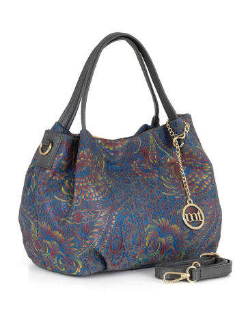 Mia Tomazzi Leren handtas "Gonfalone" blauw - (B)24 x (H)21 x (D)13 cm