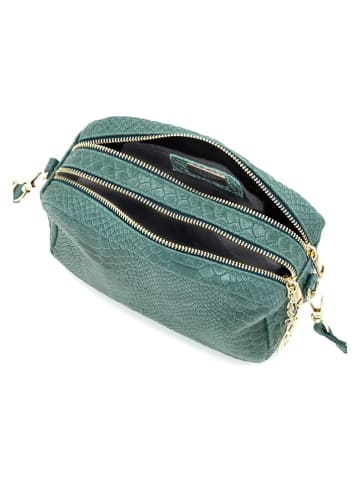 Mia Tomazzi Leren schoudertas "Ortles" groen - (B)21 x (H)14 x (D)8 cm