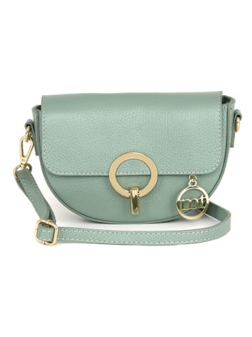 Mia Tomazzi Skórzana torebka "Azario" w kolorze jasnozielonym - 19 x 13 x 6 cm