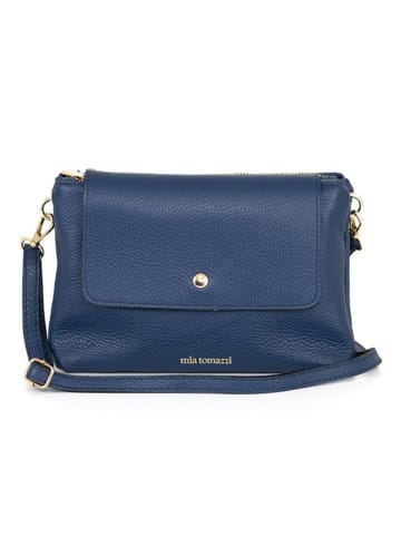 Mia Tomazzi Leder-Umhängetasche "Bardolino" in Blau - (B)28 x (H)19 x (T)13 cm