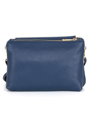 Mia Tomazzi Leder-Umhängetasche "Bardolino" in Blau - (B)28 x (H)19 x (T)13 cm