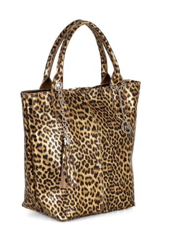 Mia Tomazzi Leder-Shopper "Barozzi" in Hellbraun - (B)31 x (H)36 x (T)20 cm