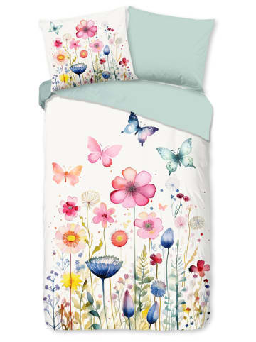 Pure Mikrofaser-Bettwäsche-Set in Weiß/ Grün