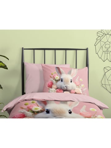 Pure Mikrofaser-Bettwäsche-Set "Cathy" in Rosa/ Beige