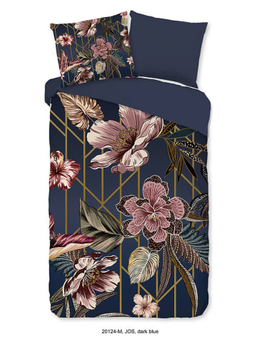 Pure Microvezel beddengoedset "Jos" donkerblauw/lichtroze