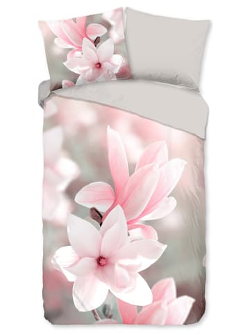 Pure Komplet pościeli "Magna" w kolorze szaro-jasnoróżowym z mikrofibry