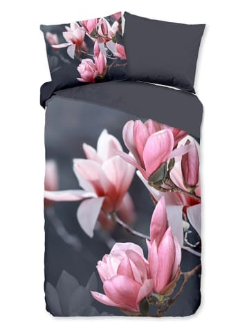 Pure Microvezel beddengoedset "Macy" antraciet/lichtroze