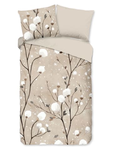 Pure Mikrofaser-Bettwäsche-Set "Ralfa" in Beige/ Weiß