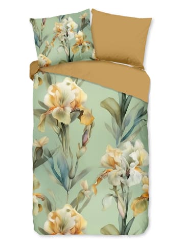 Good Morning Komplet pościeli renforcé "Iris" w kolorze turkusowo-musztardowym