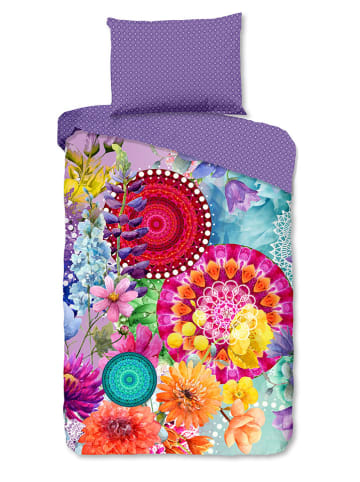 Hip Satin-Bettwäsche-Set "Vitori" in Lila/ Bunt