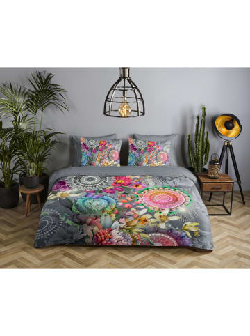 Hip Satin-Bettwäsche-Set "Palay" in Grau/ Bunt