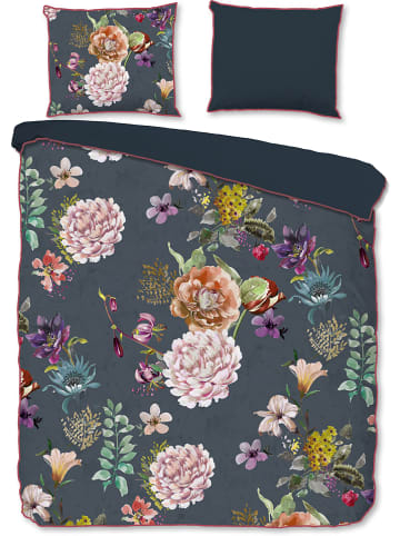 Descanso Komplet pościeli satynowej "Parma" w kolorze antracytowym ze wzorem