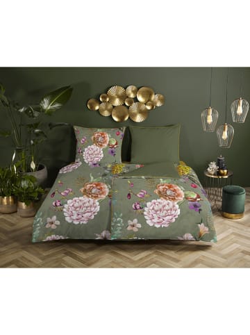 Descanso Satin-Bettwäsche-Set "Parma" in Grün/ Bunt