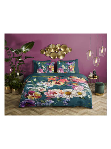 Descanso Komplet pościeli satynowej "Novara" w kolorze morskim ze wzorem