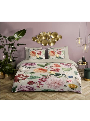 Descanso Satijnen beddengoedset "Fiori" donkerblauw/meerkleurig