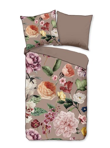 Descanso Satin-Bettwäsche-Set "Fiori" in Taupe