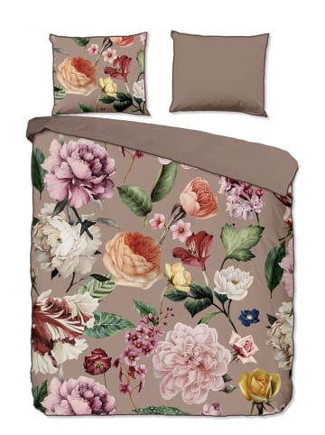 Descanso Satin-Bettwäsche-Set "Fiori" in Taupe