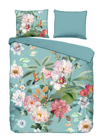 Descanso Satijnen beddengoedset "Fungi" lichtblauw/meerkleurig