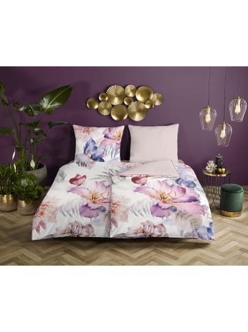 Descanso Satin-Bettwäsche-Set "Caen" in Weiß/ Bunt