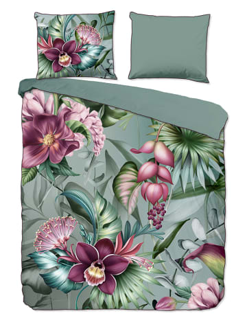 Descanso Komplet pościeli satynowej "Allison" w kolorze zielono-różowym