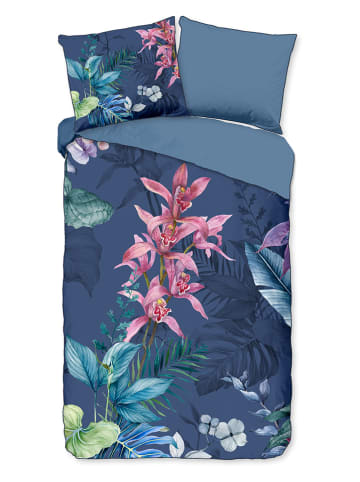 Descanso Satin-Bettwäsche-Set "Mae" in Blau/ Rosa