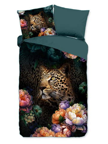 Descanso Komplet pościeli satynowej "Mizz" w kolorze zielonym ze wzorem