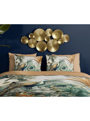 Descanso Satin-Bettwäsche-Set "Dana" in Hellbraun/ Grün